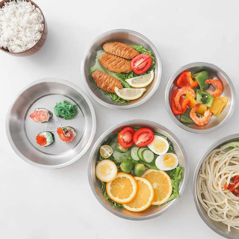 Stainless Steel Plates Temperature Resistant Matte Texture Multi-functional Space-saving Camping Dinner Plate Dish Ourdoor camping cutlery portable tableware portable cutlery titanium tableware