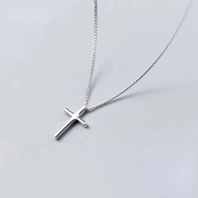 925 Sterling Silver Female Cross Pendants Dropshipping Smooth Cross Pendant Necklace Jewelry For Women Wedding Gift