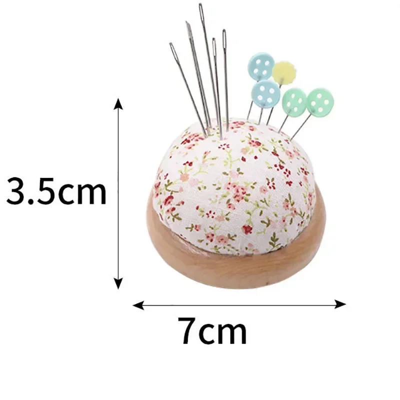 DIY Fabric Pin Cushion Soft Needle Ball Cross Stitch Sewing Handmade Sewing Tools Needle Pack with Wood Base Sewing Accessory