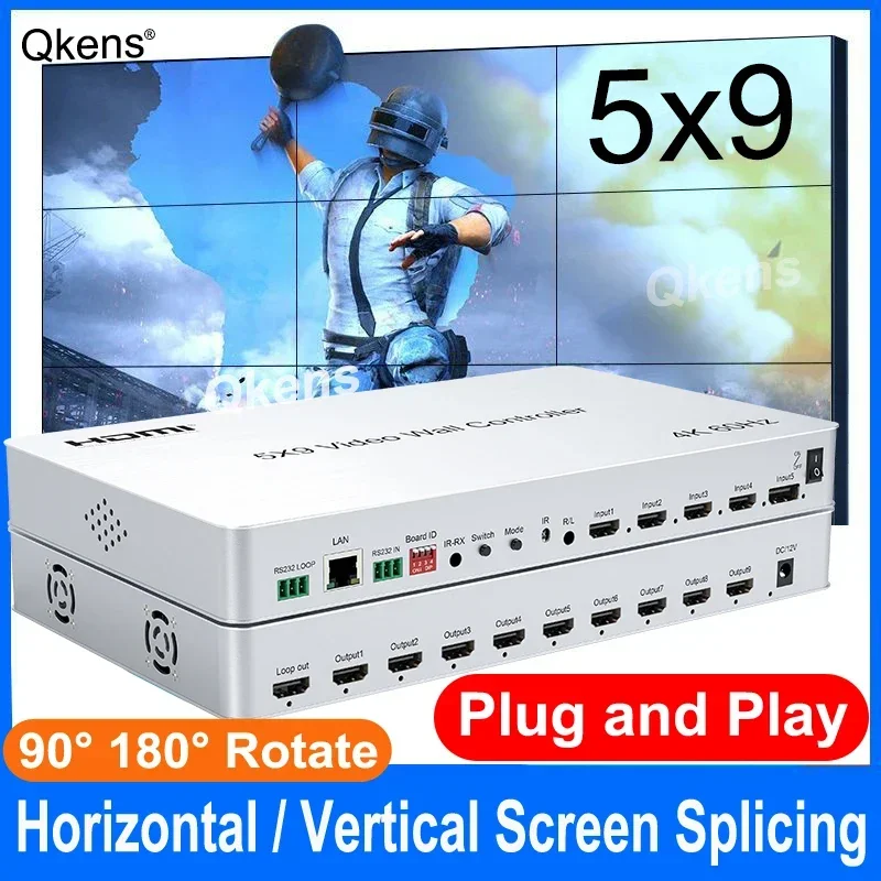 4K 5X9 Video Wall Controller 4X1 Hdmi Multiviewer 2X2 3X3 1X6 Tv Wall Splicer Box Schermo Verticale Orizzontale Processore A Spillo