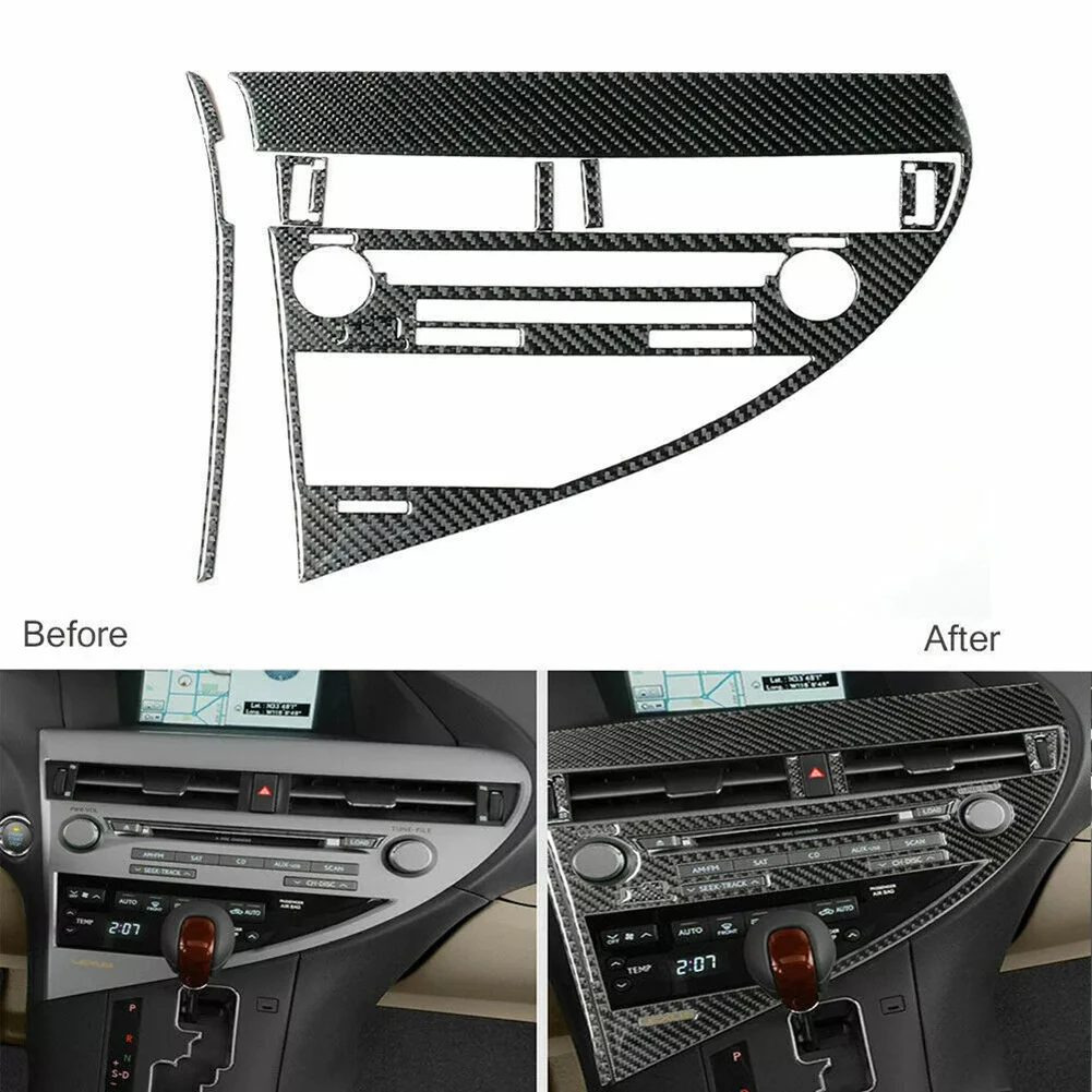 1 Set Carbon Fiber Style Stickers Interior CD Panel Frame Trim Cover ...