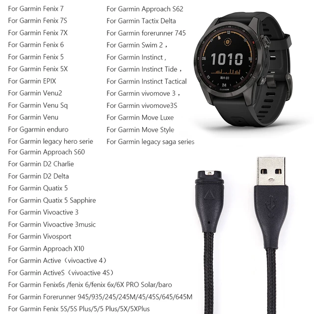 Câble chargeur usb smartwatch - garmin fenix 5 / vivoactive 3 / forerunner  935 / forerunner 945