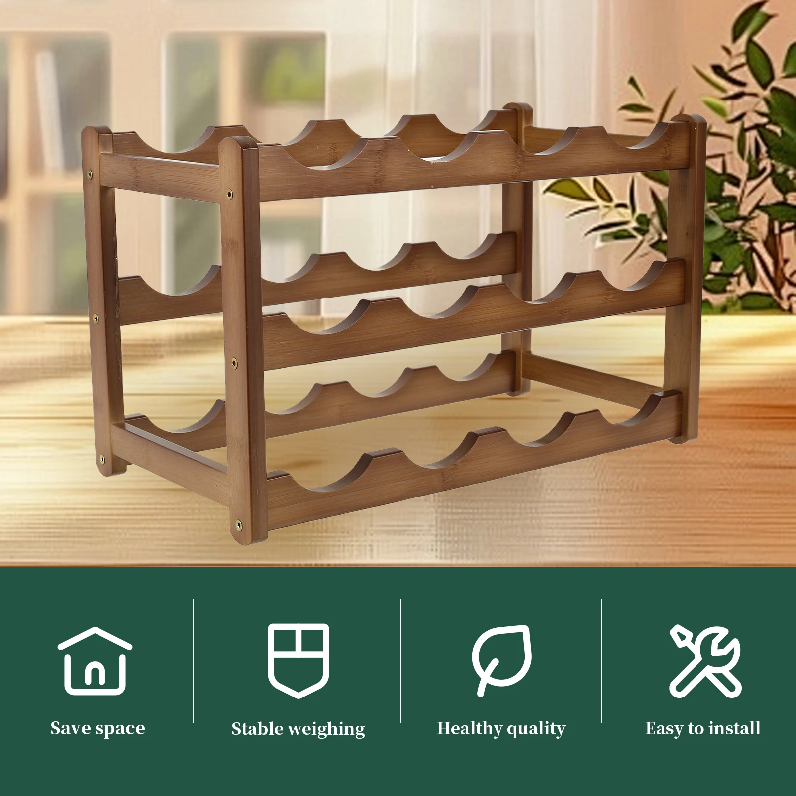 Casier à Vin Bois 6 Bouteilles - Rangement Horizontal Décoration Bar