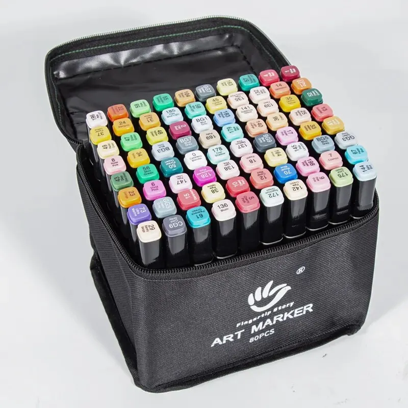 Wholesale Dual Tip Art Markers Pens With Carry Case Alcohol