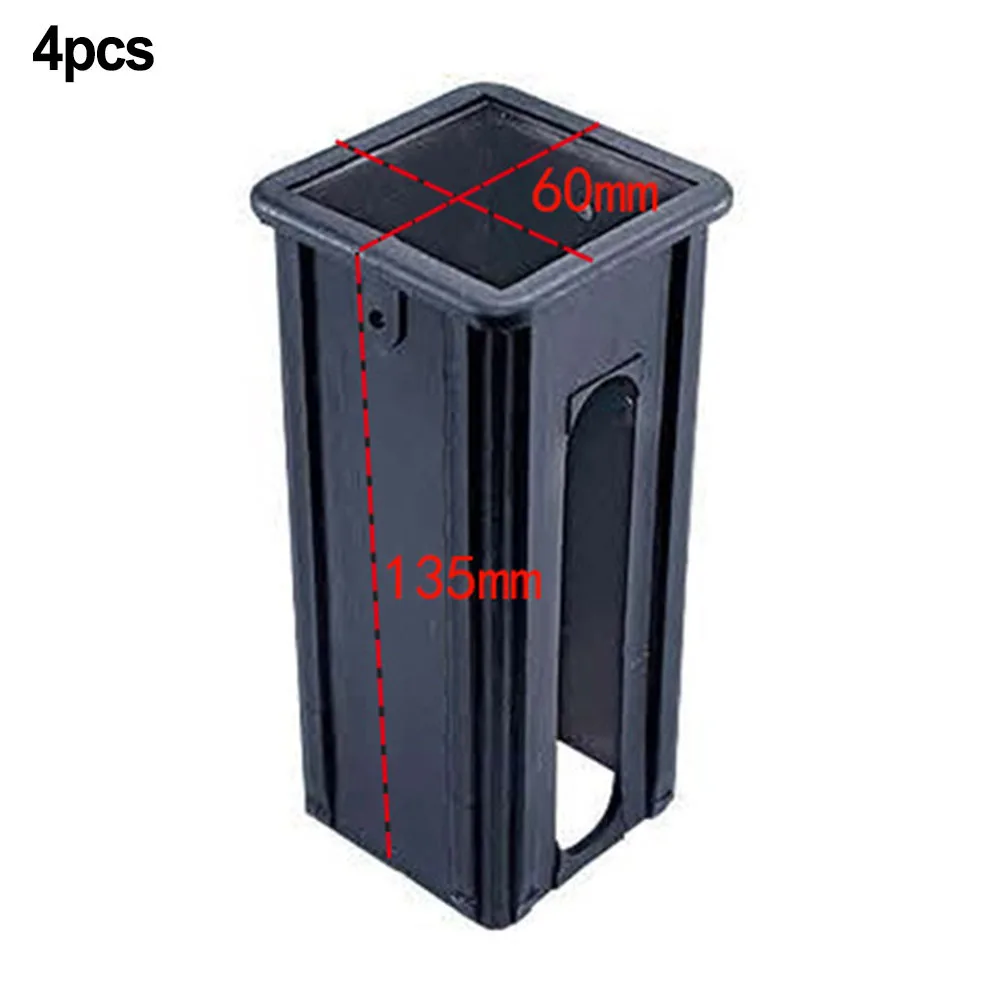 4pcs Square Tube Sleeve Fitness Equipment Accessories Diameter Plastic Square Tube Sleeve Black Sliding