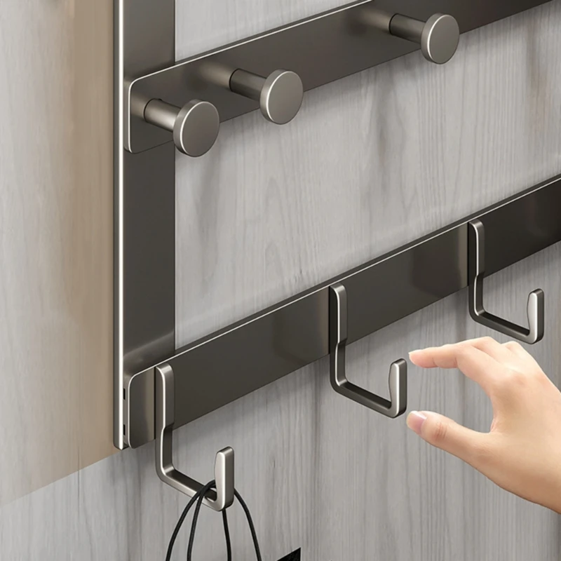 Over the Door Hook Space Aluminum Door Hanger with 13 Coat Hooks for Hanging Towel Bag Key Heavy Duty Bathroom Organizer