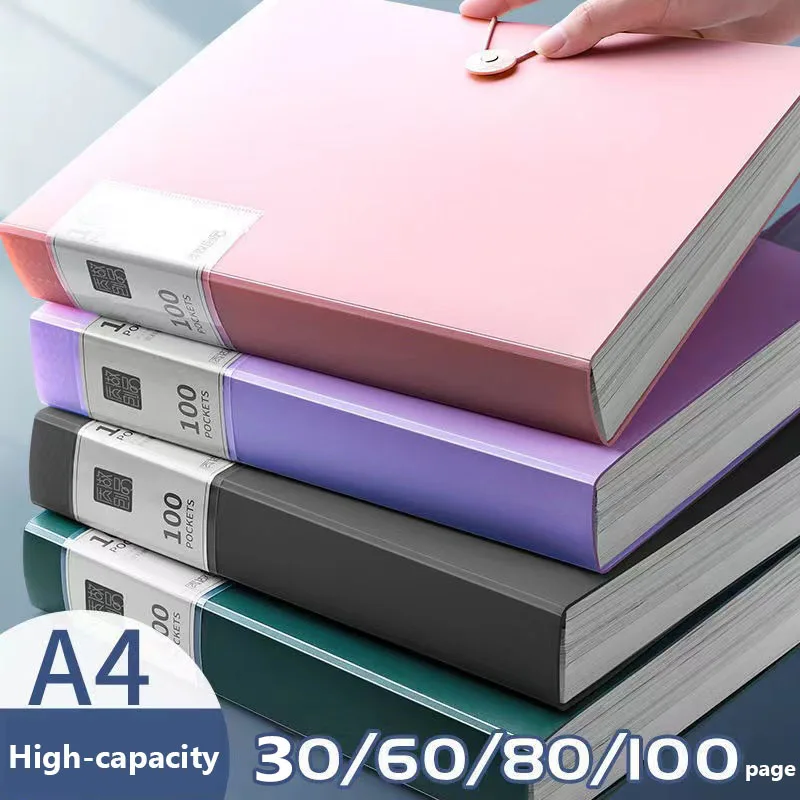 30sheets Clear Book Long Folder File Organizer 23.5x35CM for Document School Supplies