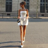 Love Simple Mini Ivory Stain Wedding Dresses Elegant Strapless Ball Gowns Above Knee Pleat Sleeveless Sexy Open Back Customized 1