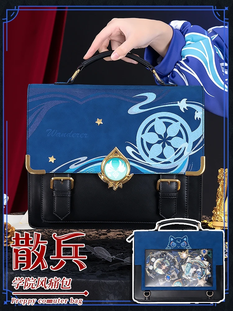 

Студенческий рюкзак для косплея Game Genshin Impact JK Klee PU, сумка, клетчатая сумка, Вместительная женская сумка