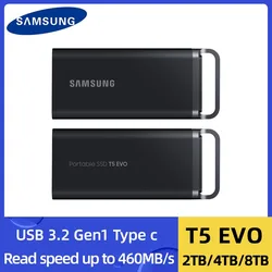 SAMSUNG PSSD T5 EVO USB 3.2 Gen 2 Portable Solid State Drive 1TB 2TB 4TB Mobile Hard Disk Storage Drive Type C For PC