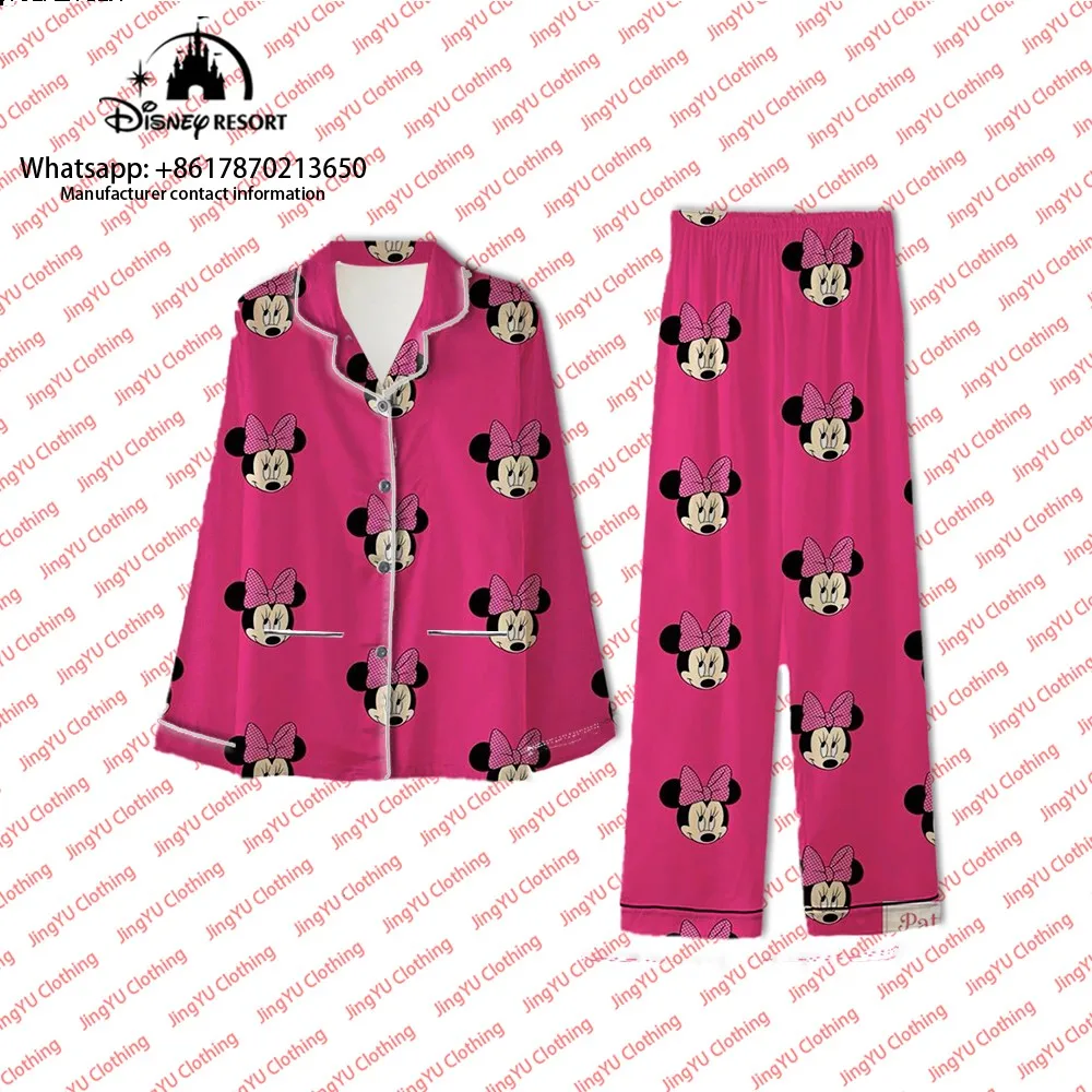 2023 New Autumn Casual Two-piece Mickey and Minnie Cartoon Printed Long Sleeve Long Pants Women's Pajamas Set Home Pajamas