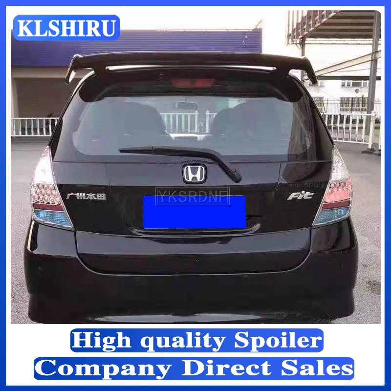 Klshiru For Honda Jazz Fit Spoiler High Quality Abs Material Car Rear Wing Primer Color Rear