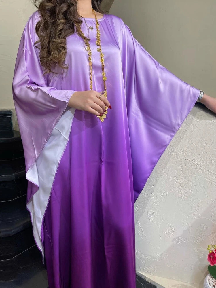 Women's Muslim Kaftan Maxi Dress - Purple, Half Sleeves, V-Neck, Applique Detail, Sizes S-3XL (XXX-Large Shown)
