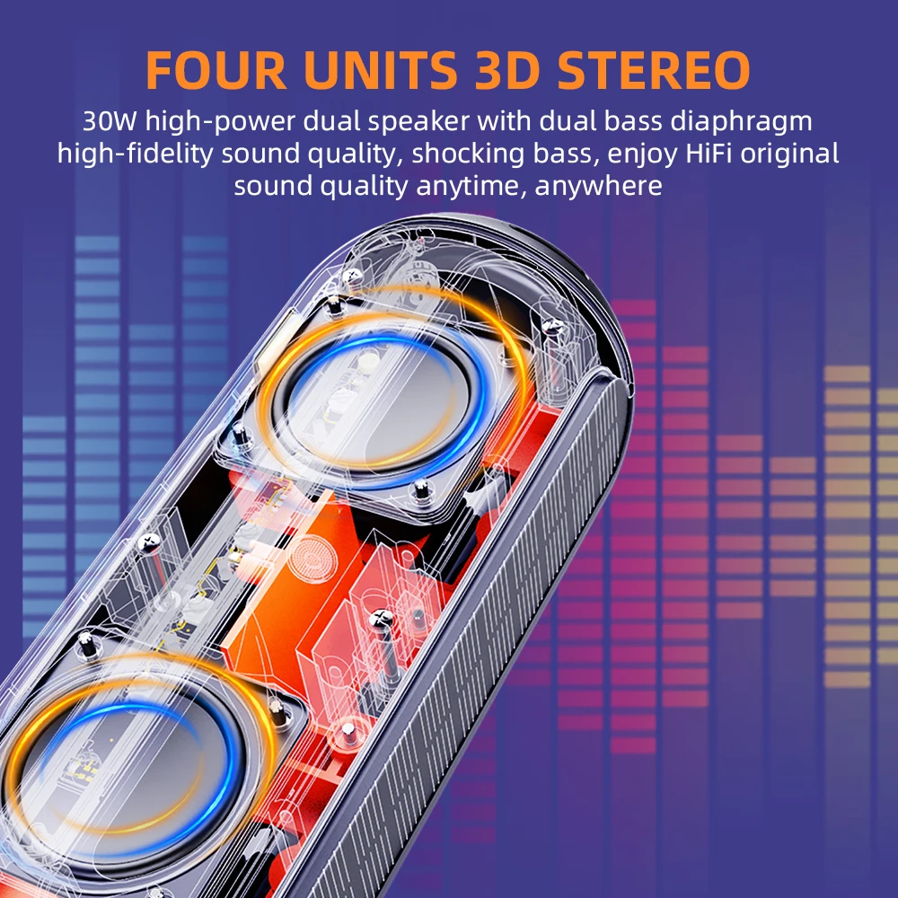 Latest model IPX6 wireless portable Speaker with Magnetic Golf Cart, solar panel, multiple music playback modes