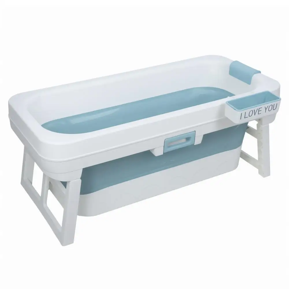 51 Inch Folding Bathtub, Bottom Side Drainage Freestanding Surround Collapsible Tub With Flip-up Handle, No Lids Bathtub