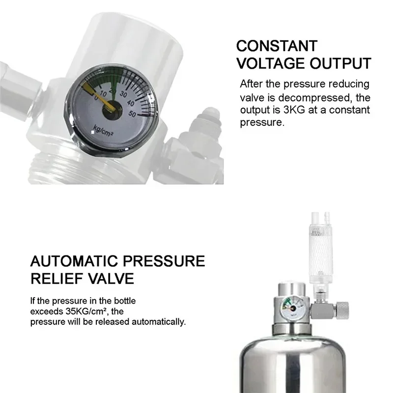 CO2 Kit for Aquarium Stainless Steel CO2 Cylinder Generator System Carbon Dioxide Reactor Kit For Fish Tank Plant Fish 1L 2L