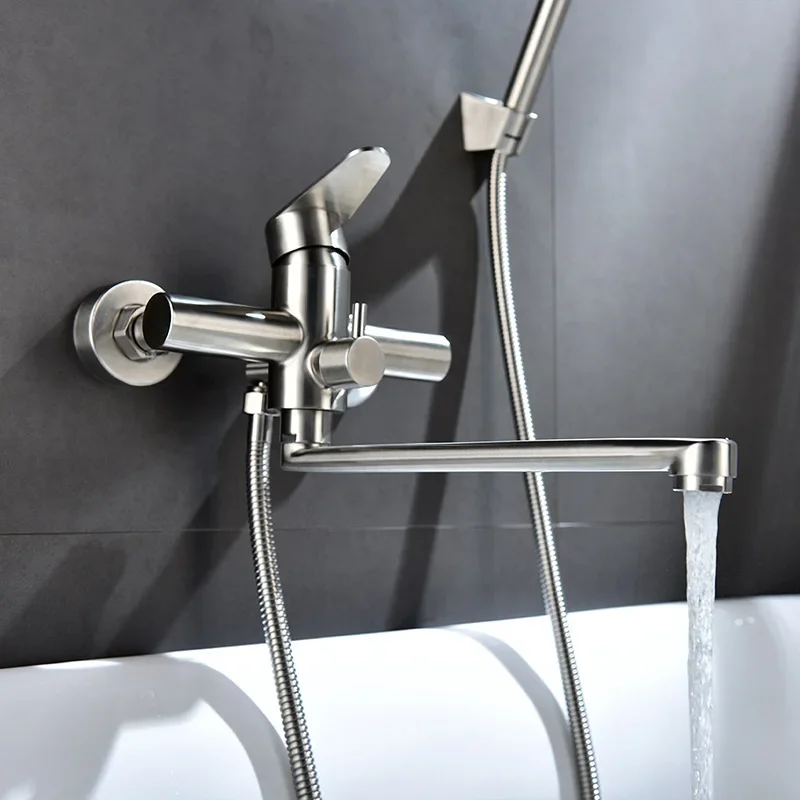 Toilet Bathtub Water Faucet Tap Cold and Hot Extended Shower Faucet Set Wall Mounted Mixed Valve with Shower Head Sprayer 5