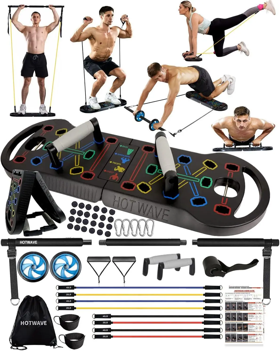 Push Up Board Fitness, Portable Foldable 20 in 1 Push Up Bar at Home Gym, Pushup Handles for Floor. Professional Strengt