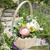 1PC Handmade Flower Arrangement Basket Half Moon Wicker Basket Woven Basket With Handle Wedding Flower Home Decoration 4