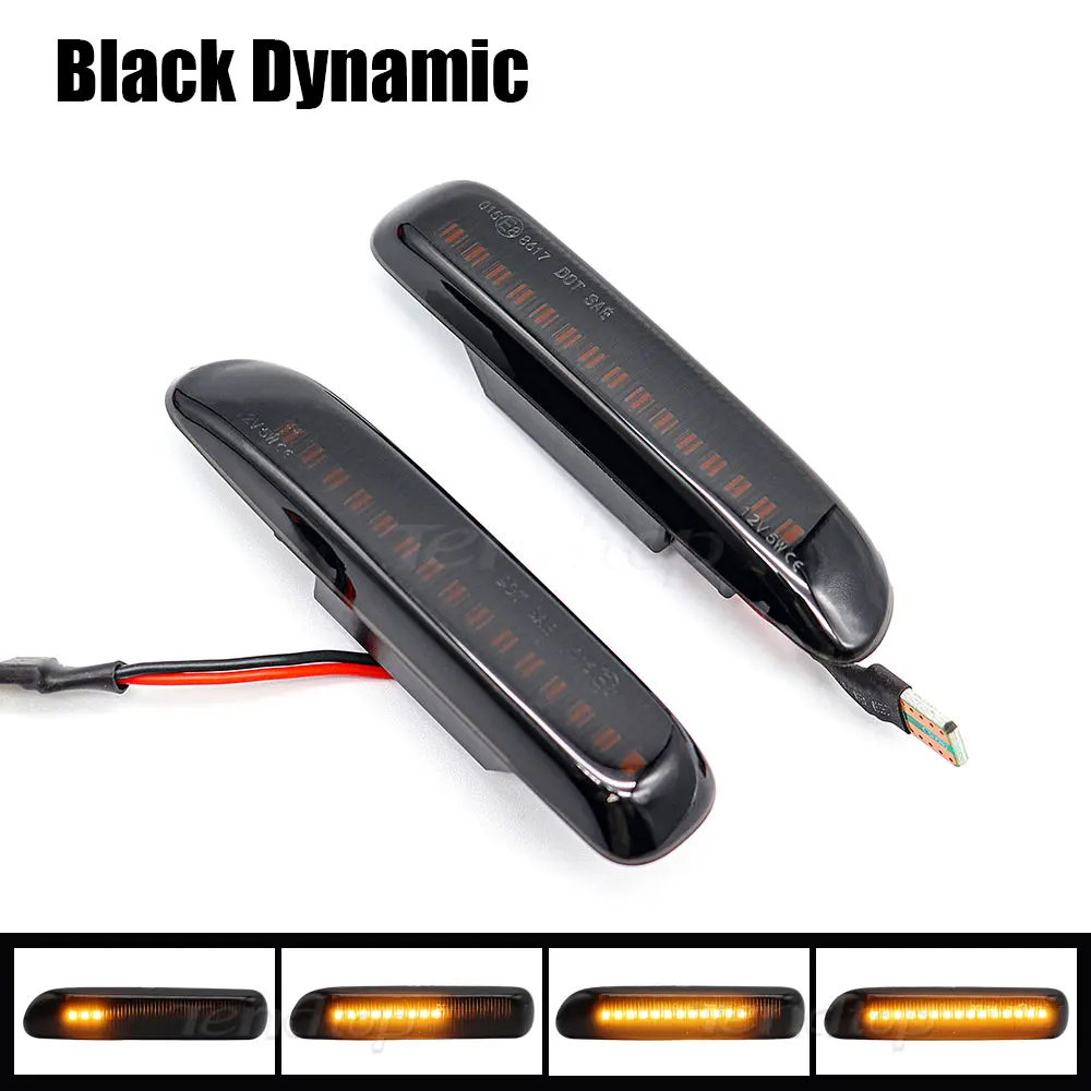 Dynamische Led-knipperlicht Voor BMW E46 3 Serie Limo Coupe Compact Cabriolet Touring Auto Spatbord Side Marker Vloeiende Dynamische Blinker LED Richtingaanwijzer(Kleur:Dynamic Black