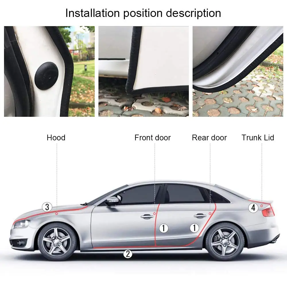 Universal Car Door Edge Protector - U-Shape Rubber Seal Guard Strips