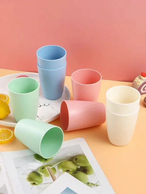 4/16/32pcs Plastic tableware set, reusable, dinner plate/dessert plate/cereal bowl/cup, suitable for outdoor camping parties 3