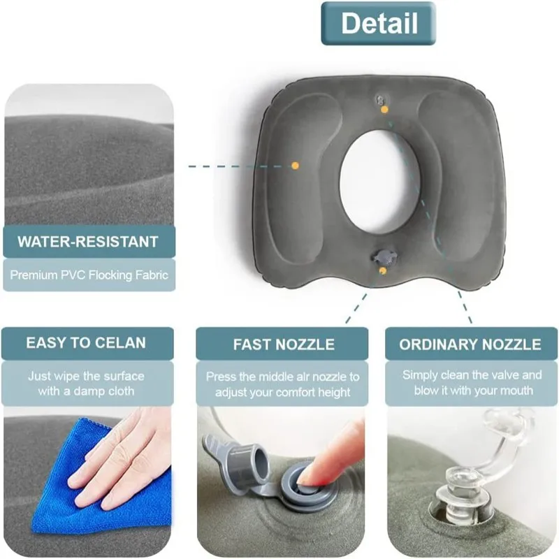 Inflatable Donut Seat Cushion for Hemorrhoid Seat Pad Adjustable  Lightweight Inflatable Massage Pillow Chair Seat Cushion New