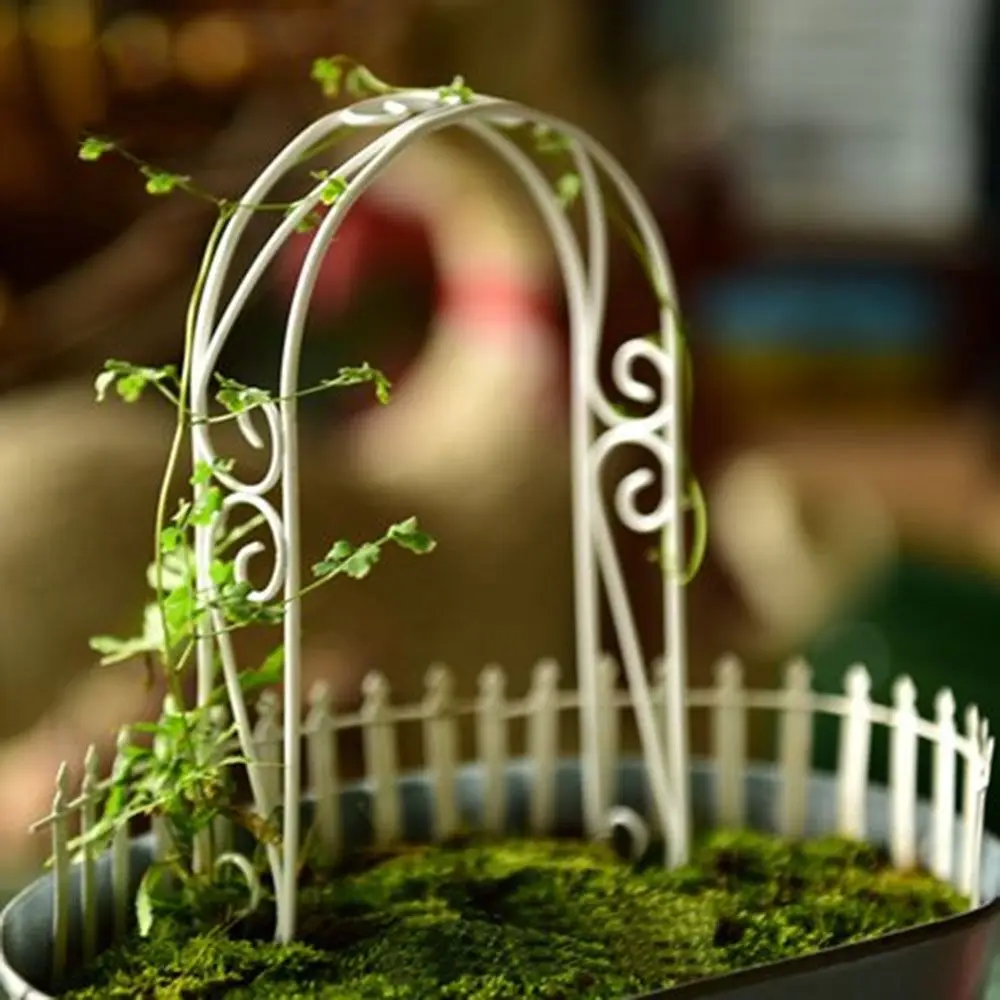 Description Picture 2 of itemWhite Miniature Iron Arch 30*14cm Fairy Garden Decoration Dollhouse Plant Trellis DollHouse Ornaments Scene Models Miniatures