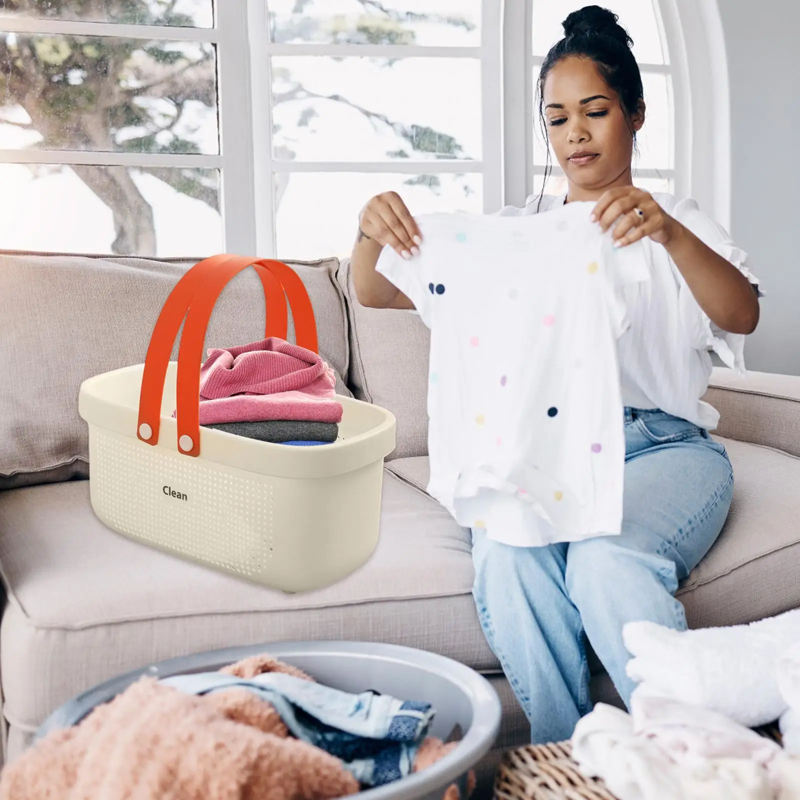 

Bath Drain Basket Storage Basket Bath Basket Rattan Plastic Bathroom Portable Storage Box Snack Cosmetic Wash Storage Box
