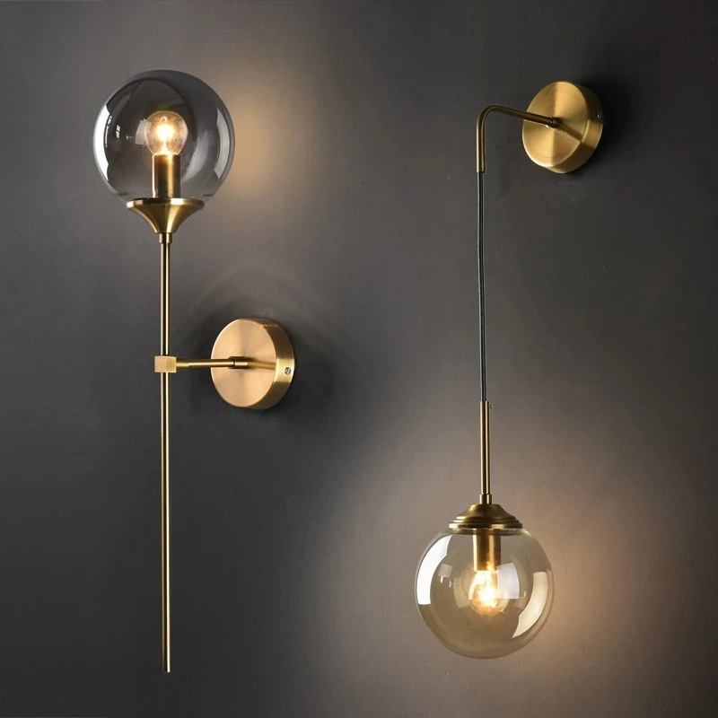 

Nordic LED Wall Lamp Modern Glass Ball Bedroom Bedside Wall Lamps for Lliving Room Wall Background Home Decor Lighting Fixtures
