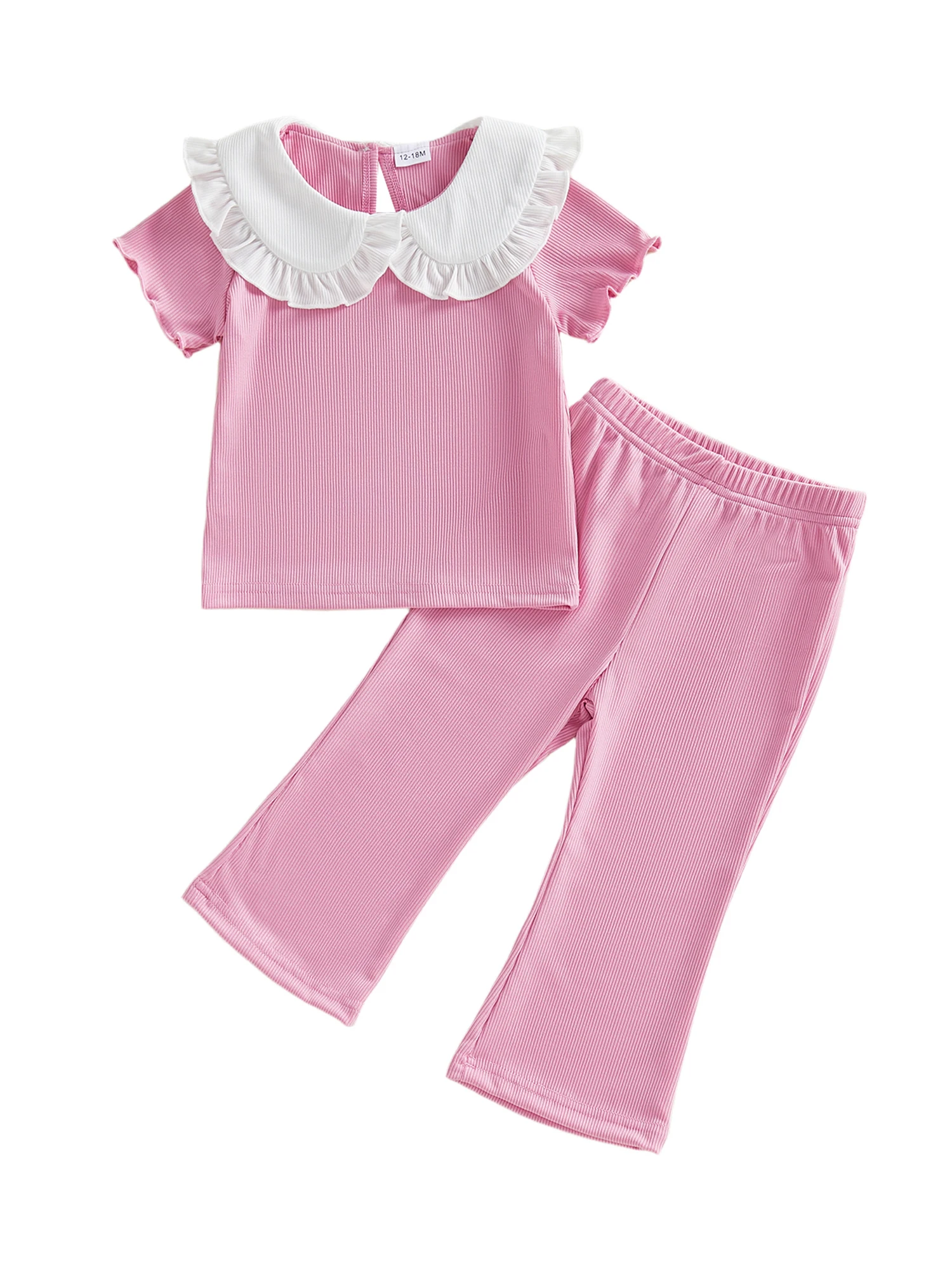 Girls Summer Outfit Sleeveless Ruffle Top with Denim Shorts Set Casual Two-Piece Clothing Set for Kids