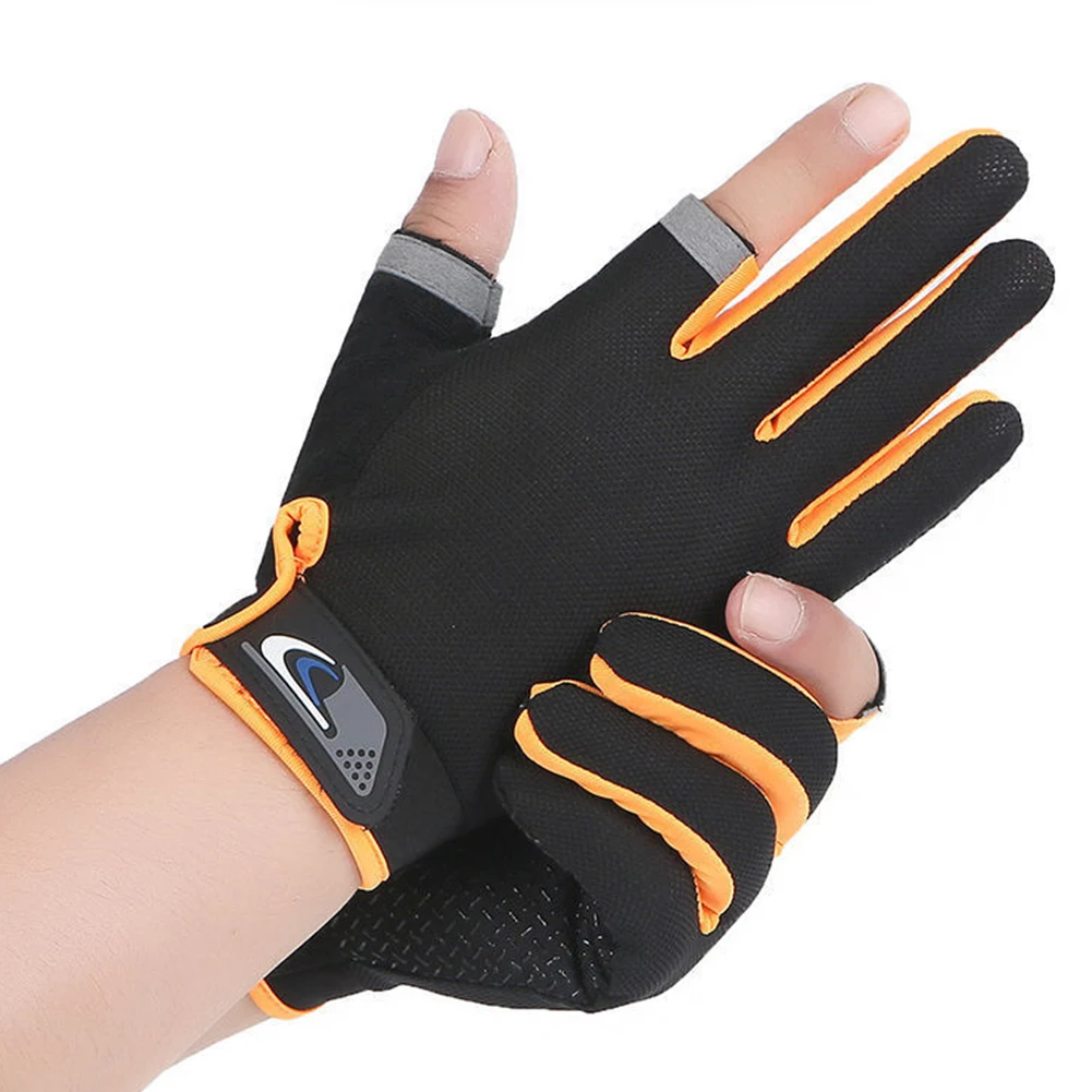 1 Pair Winter Fishing Gloves 2 Cut Fingers Fingerless Gloves Men Women  Breathable Anti-slip Fishing Wear for Pesca Fitness
