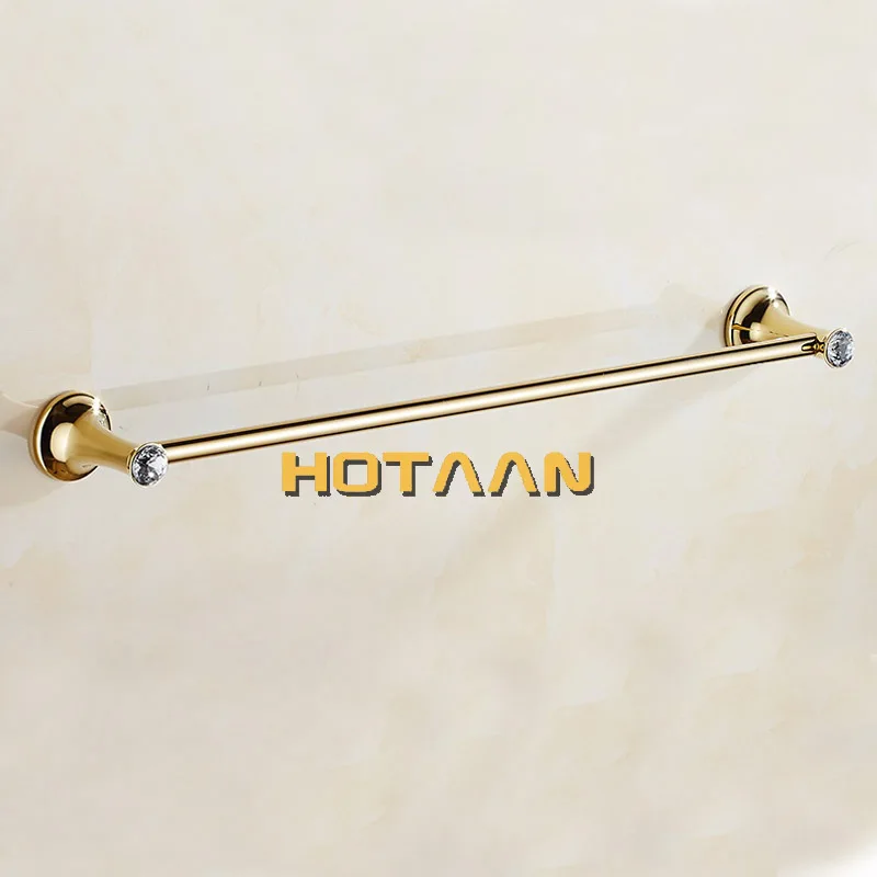 60cm Bathroom Single Towel Bar Towel Rack Holder Solid stainless steel Golden crystal Decoration Bathroom Accessories