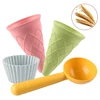 4-piece set   blue cakeembryo Play House Toy Beach Ice Cream Tube Digging Spoon cakes embryo Set Plastic Ice Cream Cup Beach Toy 3