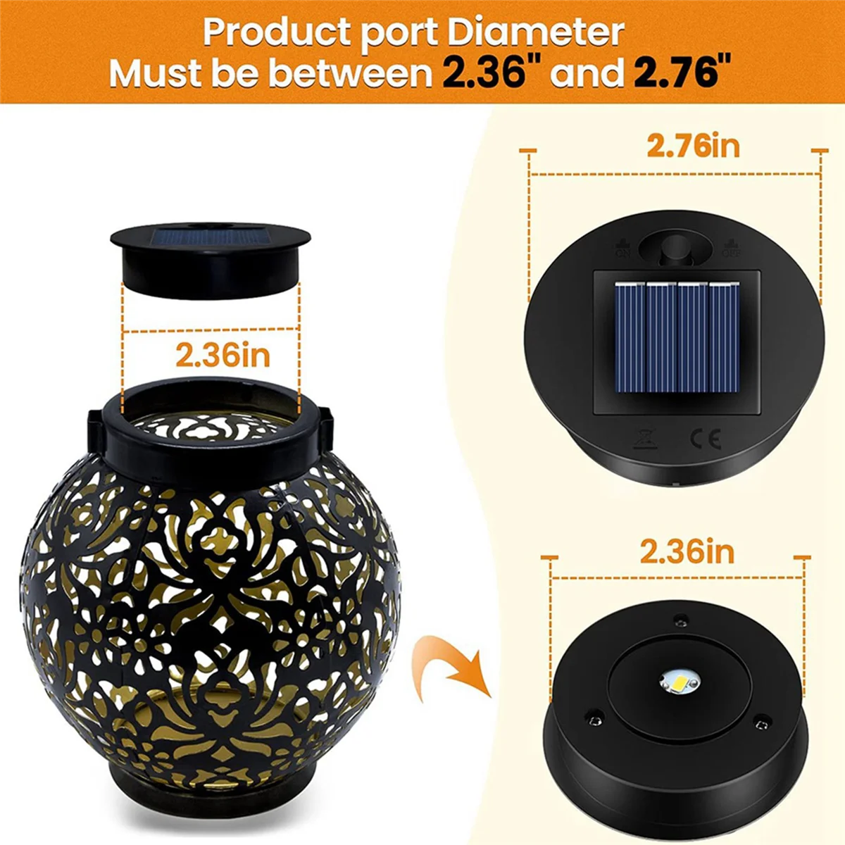 A10I 10팩 교체용 태양광 부품(상단 크기 2.76인치, 하단 크기 2.36인치), 7루멘 따뜻한 흰색 LED 방수