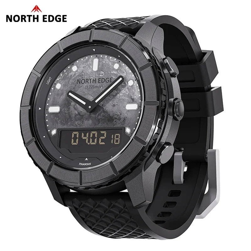 NORTH EDGE THARSIS Men's Carbon Fiber Outdoor Sports Watch - Waterproof with Altimeter, Barometer, Compass, and Luminous Dial