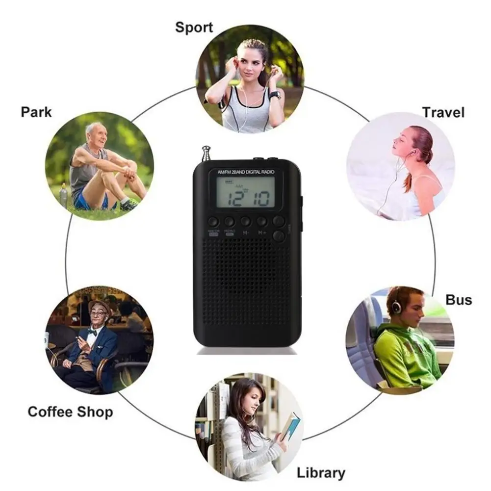 New Pocket Am Fm Radio LCD Digital Radio-frequency Display Rechargeable Mini Stereo Radio with Driver Speaker