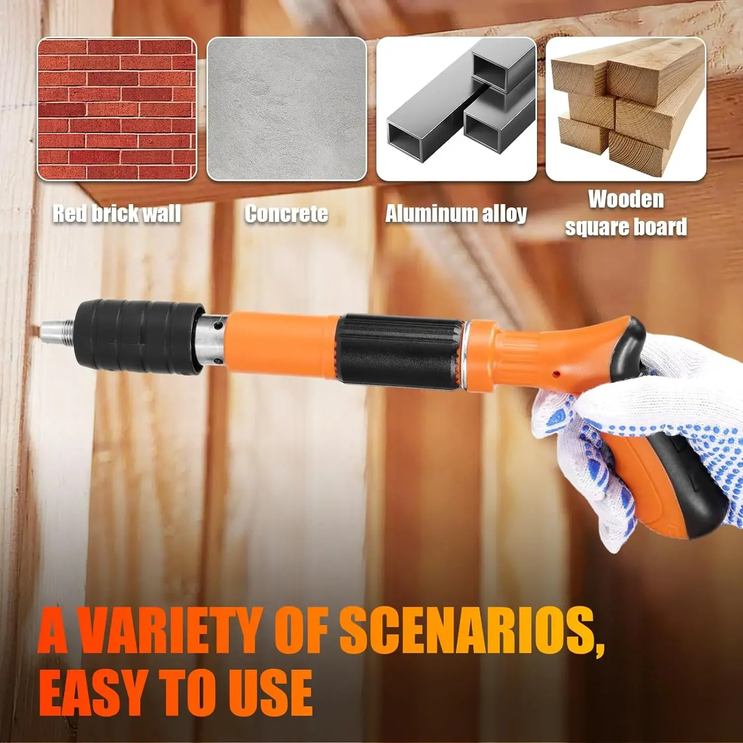Manual Steel Nail Gun with 100 Nails Mini 5 Gears Power Adjustable Wall Rivet Gun Portable Concrete Blaster Nail Upholstery Tool 2