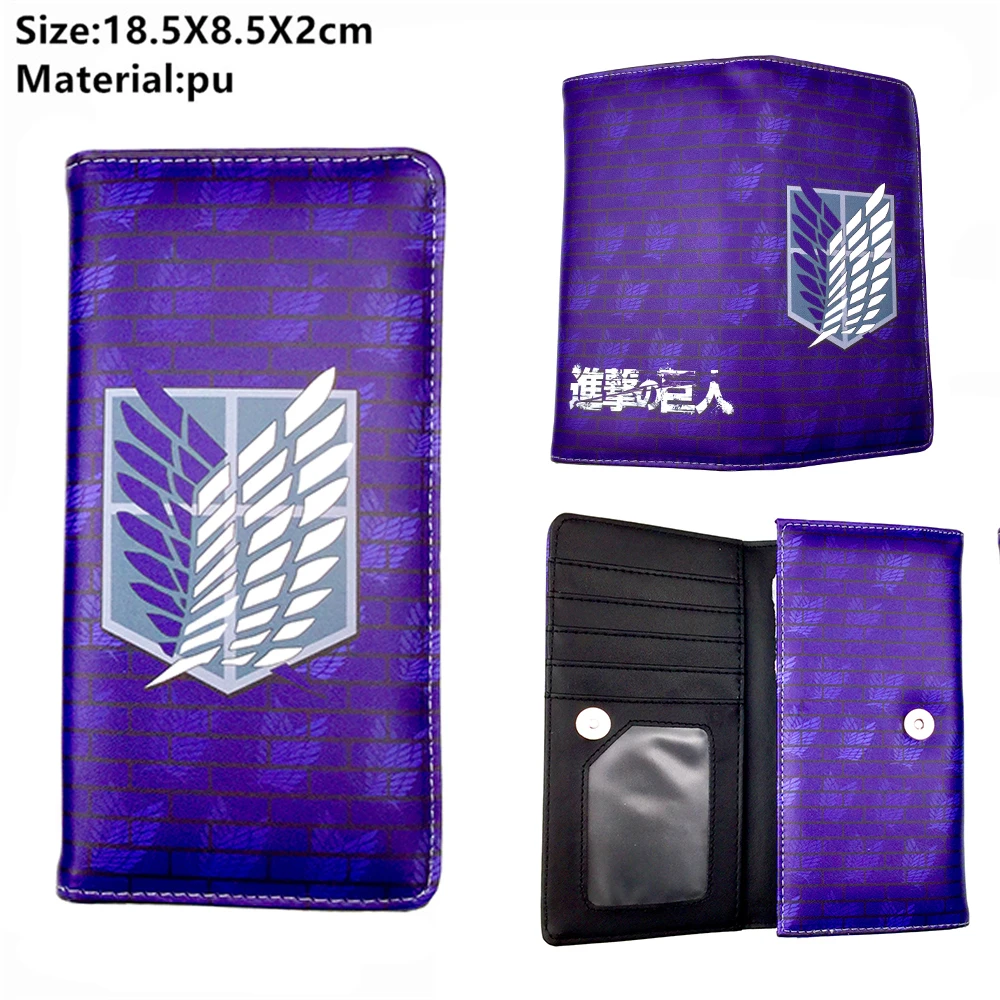 

Anime Attack on Titan Scouting Corps Wings of Liberty Long Men's Wallets Preppy Style Boys Girls Pouch Purse
