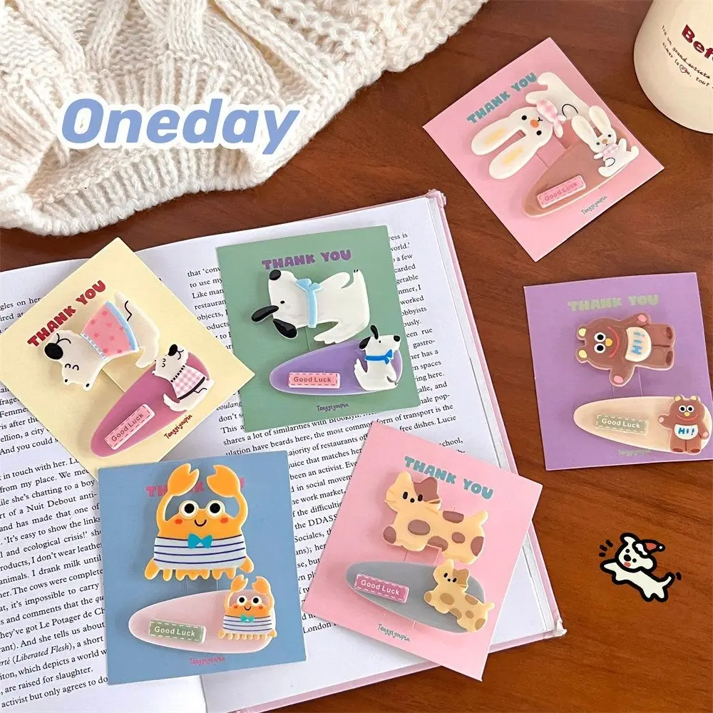 Creative Kawaii Cartoon Mini Hair Clip Candy Color Animal Bear BB Clip Princess Series Korean Style Cute Barrettes Set Ladies