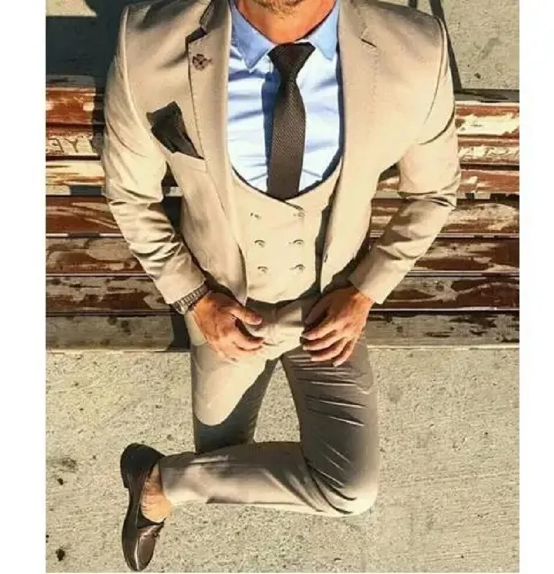 Men Suits For Wedding 3 Pieces (Jacket+Pant+Vest) Latest Design Terno Masculino Groom Custom Made Fashion Blazer