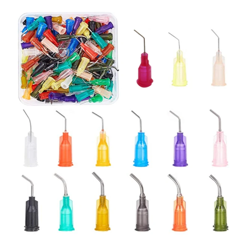 스테인레스 스틸 팔꿈치 분배 바늘, 무딘 팁, 14G ~ 27G, 1 인치, 45 도, 10-45 개 