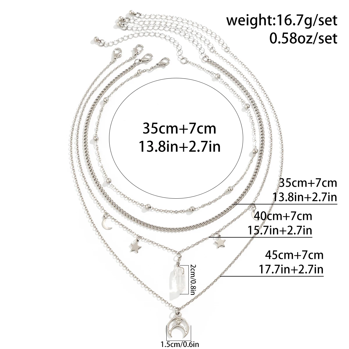 MicVivien Collana con Ciondolo Luna e Stella in Argento 925, Pendente Mezzaluna Argento con Zirconia Collana Donna Gioielli per Mamma Fidanzata Moglie