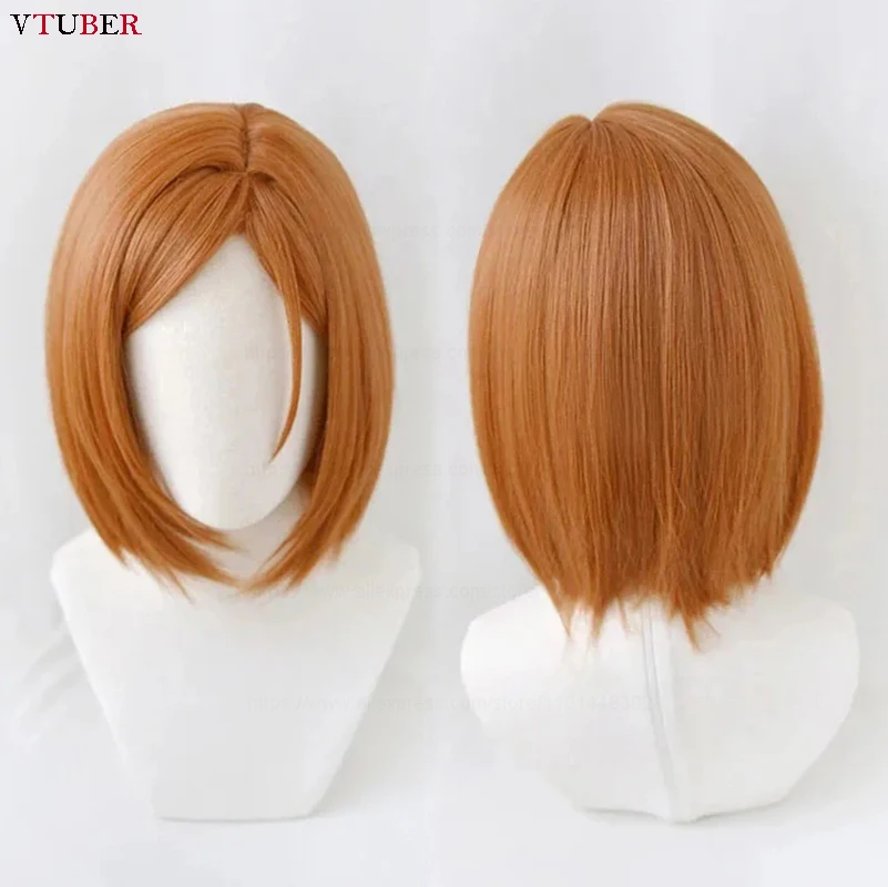 Парик для косплея кугиса нобара, термостойкие искусственные волосы из аниме джуджутсу касисен, с шапочкой