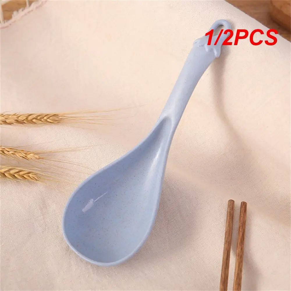 Thickened Porridge Spoon Wheat Straw Kitchenware Rice Spoon Household Soup Kitchen Plastic Large Eggplant 1/2PCS silicone spatula,stainless steel spoon,silicone kitchen utensils,silicone cooking spoon,wooden cooking spoon,plastic rice spoon,cooking scoop
