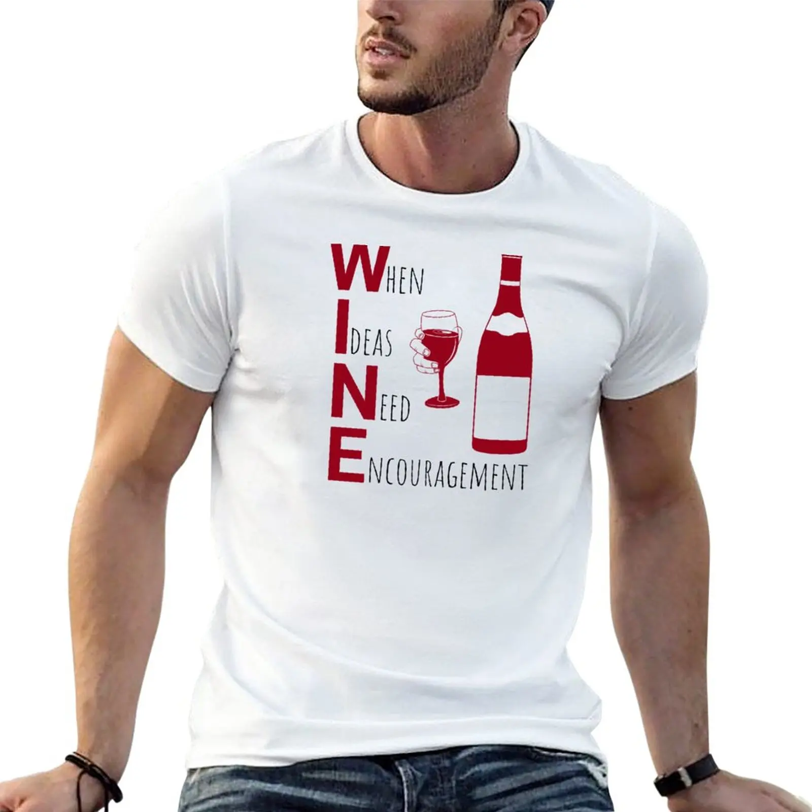 

Забавная футболка с надписью «New WINE: когда идеи нуждаются в поощрения», аниме футболка из хлопка для мужчин