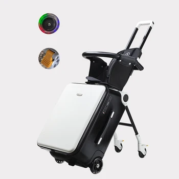 Kid Suitcase Luggage with Spinner Wheels,Large Suitcases with Child Seat Design,20 Inch Hardside Carry on Luggage for Travel 1