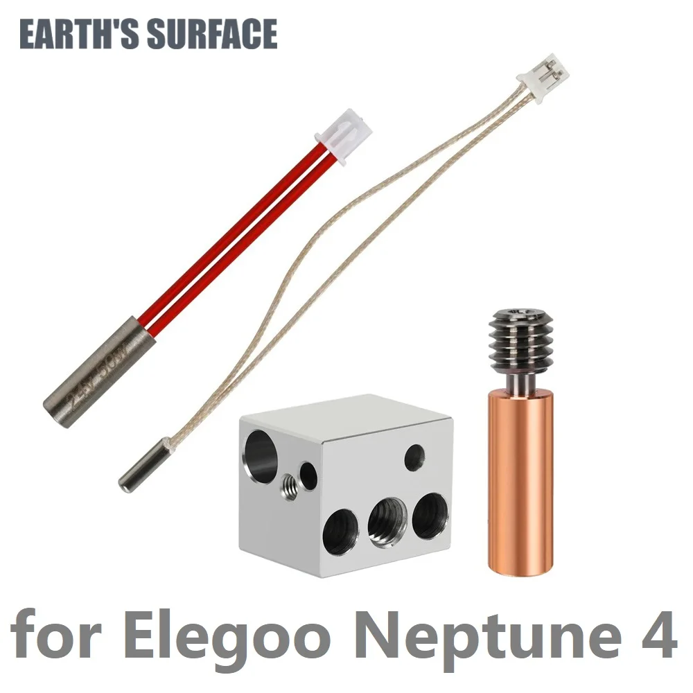 ES-3D Printer Accessories Thermistor/Heating Rod/Heating Block/Red Copper Pipe Kit For Elegoo Neptune 4 3D Printer J-Head Parts