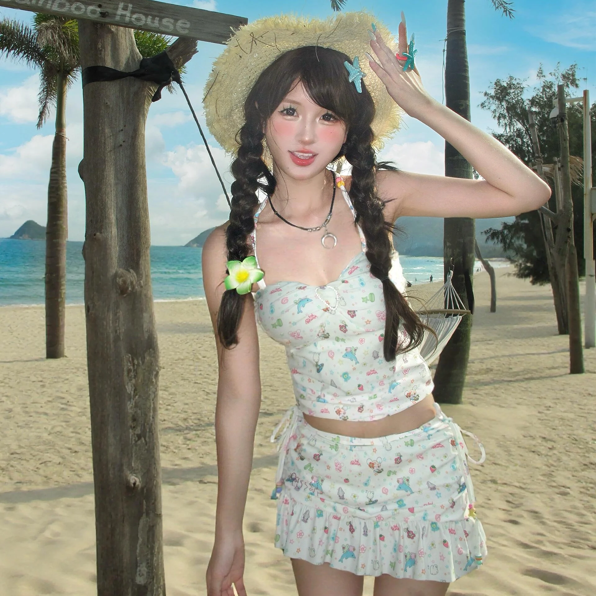 Floral Print Bikini Women's Ele Fre Sle Separate Swimsuit Beautiful Hot Spring Vaion Ideal Sport Fitn Fan Gear