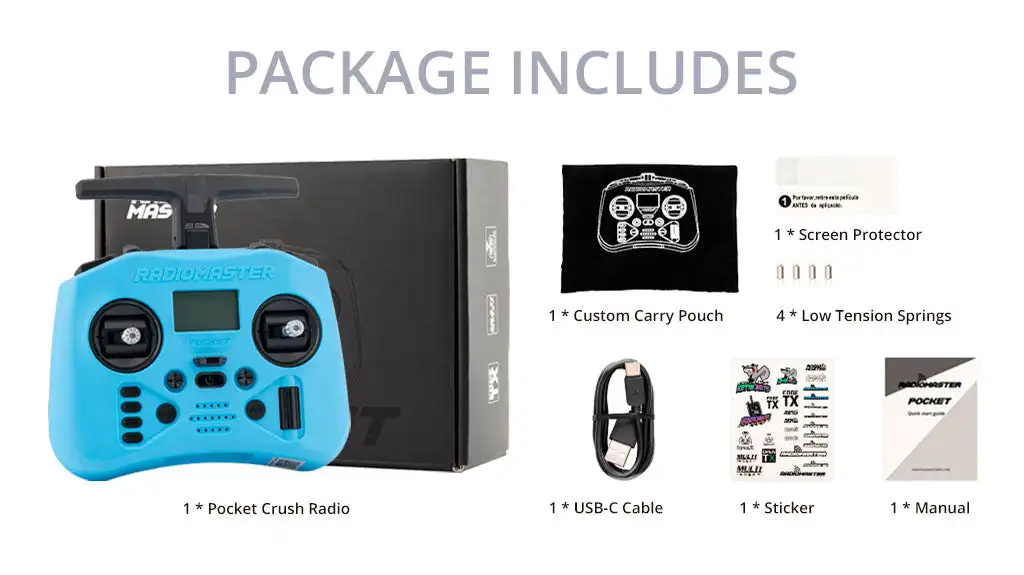 Radio ELRS pour Drone FPV tenue en main, montrant sa taille compacte et son design ergonomique
